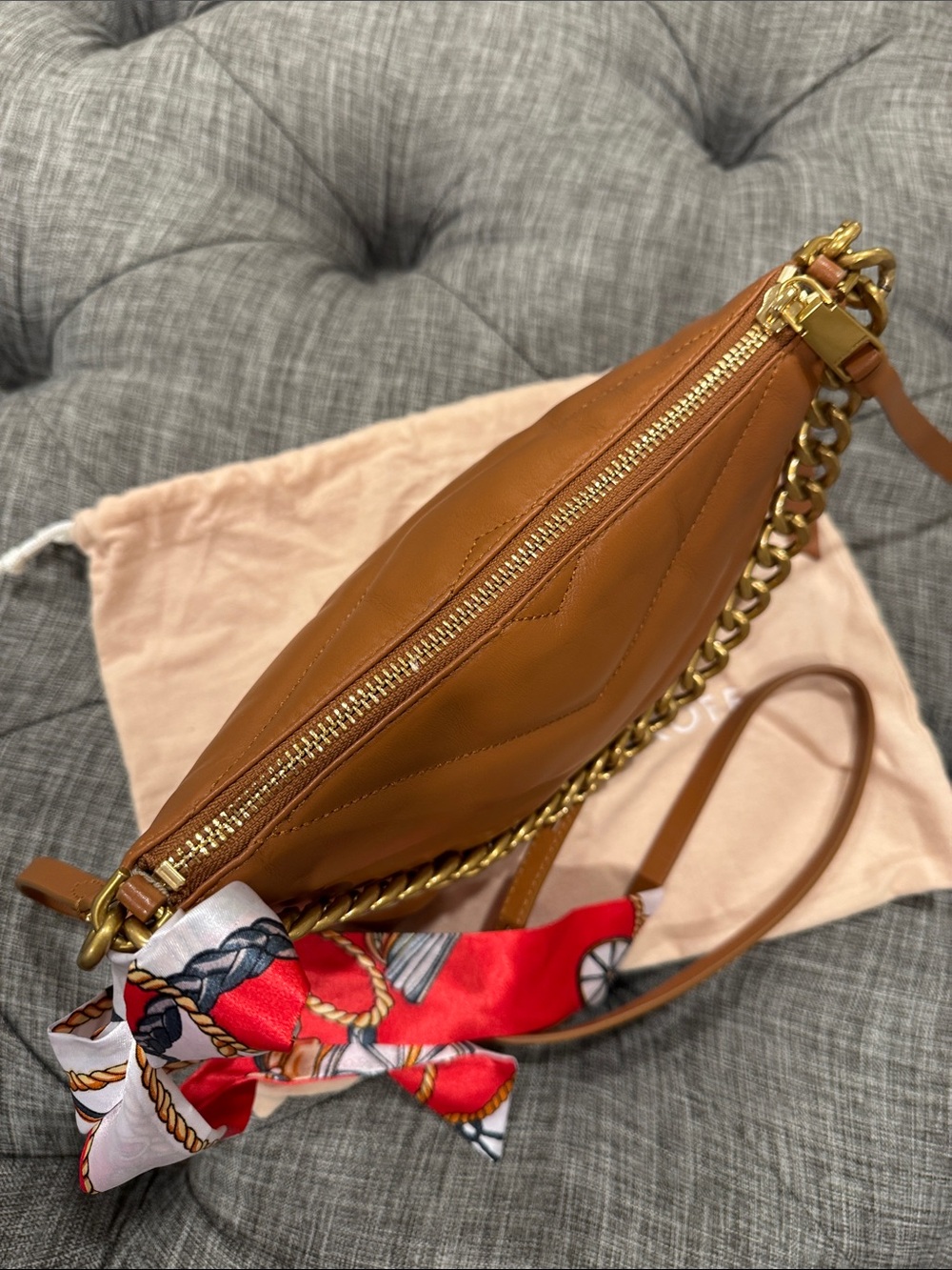 Rebecca Minkoff Bag Edie Tan Quilted Leather Convertible Crossbody Shoulder Bag - Picture 10 of 17